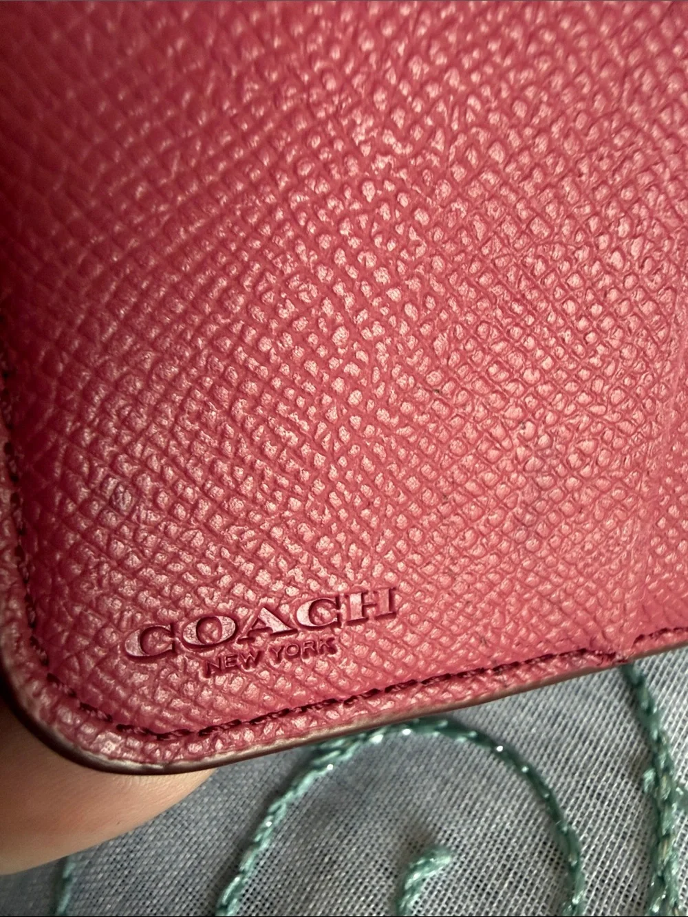 Coach Coral Pink Embossed Signature Leather Wallet